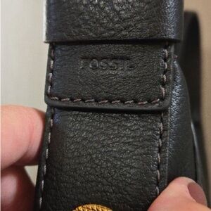 NWT Fossil Black Harwell Crescent Leather Shoulder Handbag Purse